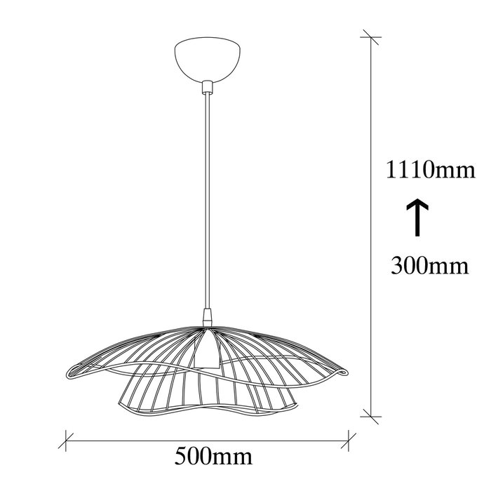 Opviq Lámpara de Araña de Metal Negro con Altura Ajustable